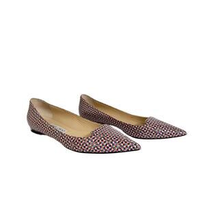 Jimmy Choo Attila Patent Pointed Toe Ballet Flat Shoes Multicolor EU 36.5